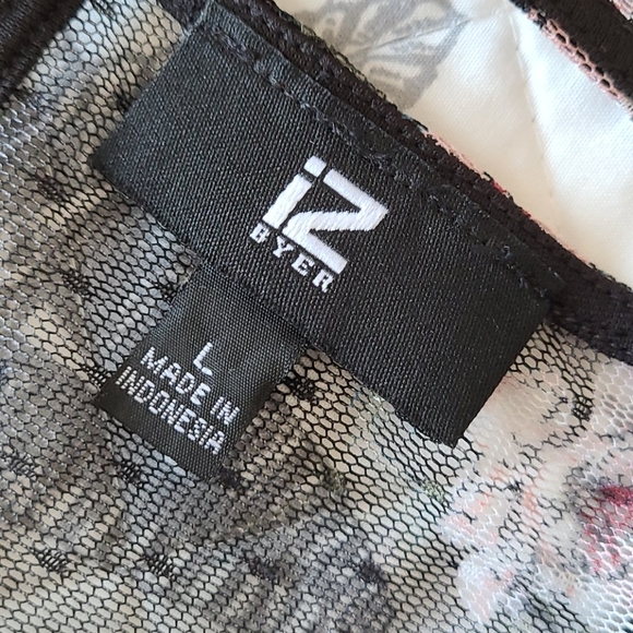 IZ BYER Floral Mesh Off the Shoulder Top - Picture 5 of 13